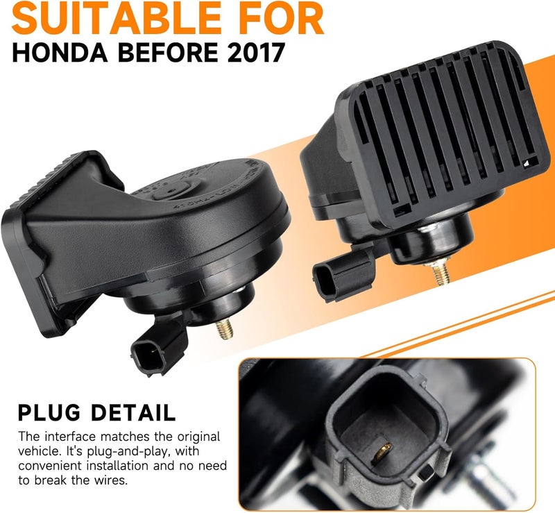 banhao Car Horn Compatible With Honda 12V Auto Horns For Civic-2015 CRV-2016 Accord-2017 Odyssey Pilot Fit, Acura MDX RDX Integra 130 dB Dual-Tone with 1 to 2 Plug Wiring Harness - Image 4